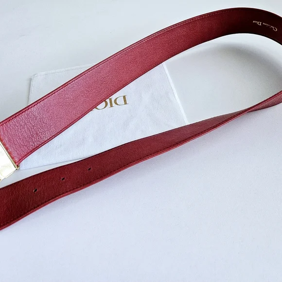 Dior Red Vintage Lambskin Belt